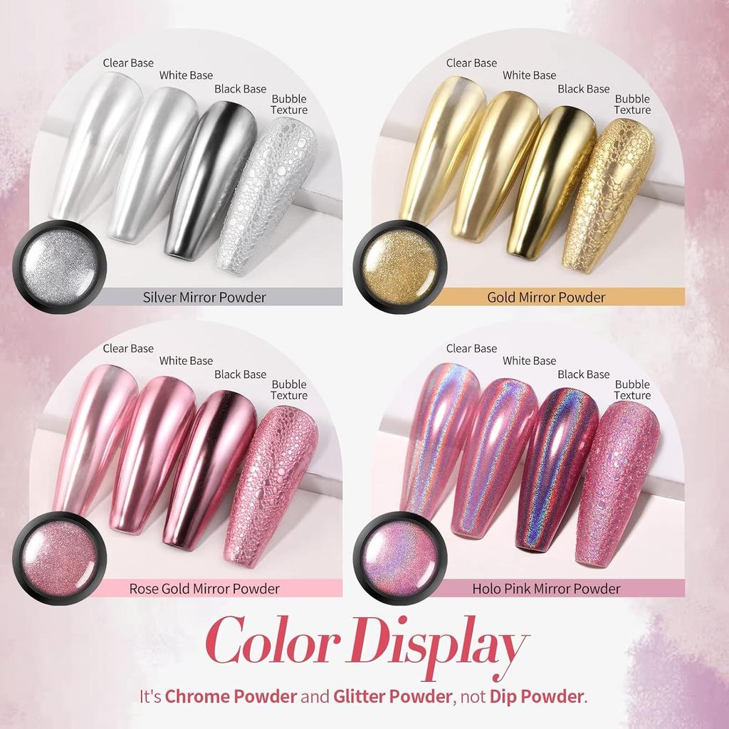 Chrome Nail Powder Metallic Mirror Powder Holographic Powder