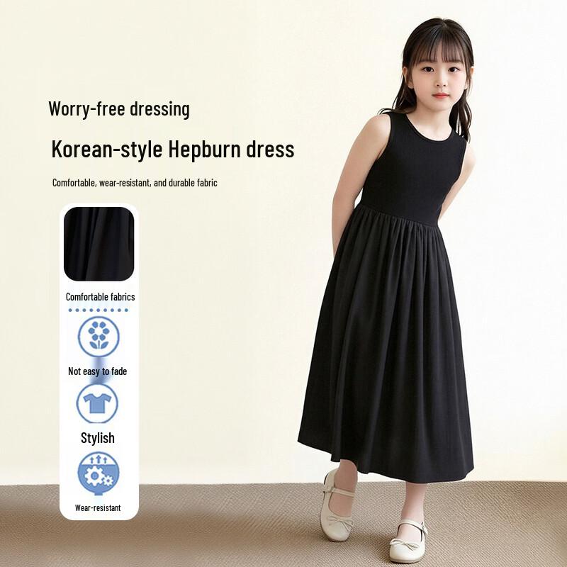 Frog Prince Girls  Black Sleeveless Hepburn Style Dress 130