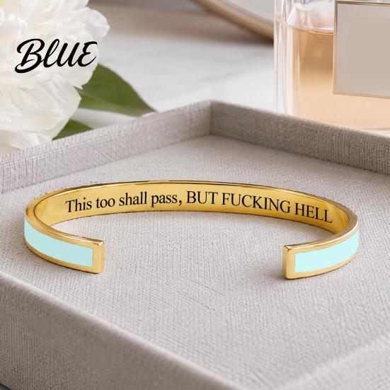 Adjustable Open Cuff This Too Shall Pass Mantra Bracelet Engraved Motivational Inspirational Bracelet Bangle Hidden Information Encouragement Jewelry