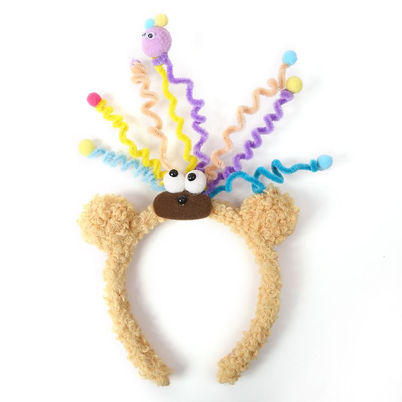 1PC Cartoon Sausage Mouth Wool Roll Hairbands Kids Lovely Funny Headband Ornament Hoops Band Hair Accessories Autumn And Winter