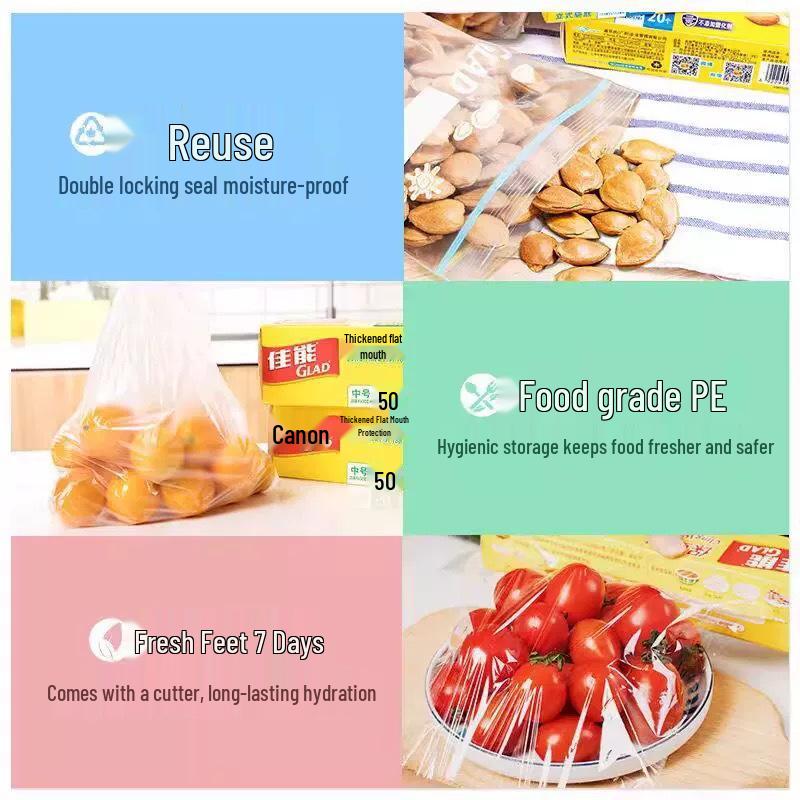 Canon GLAD Vest-Style Food-Grade PE Refrigerator Storage Bags, Thickened for Freshness.