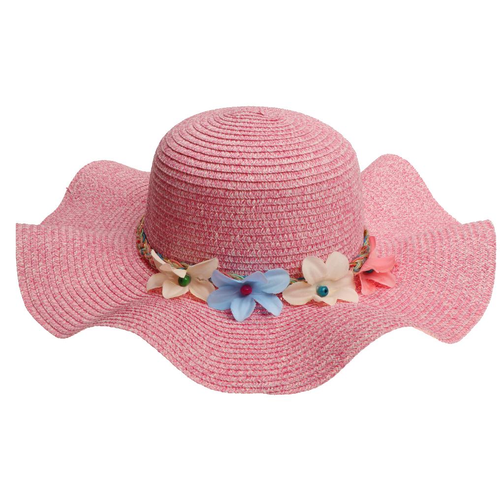 Women Girls Beach Floppy Foldable Sun Hat Wide Brim Straw