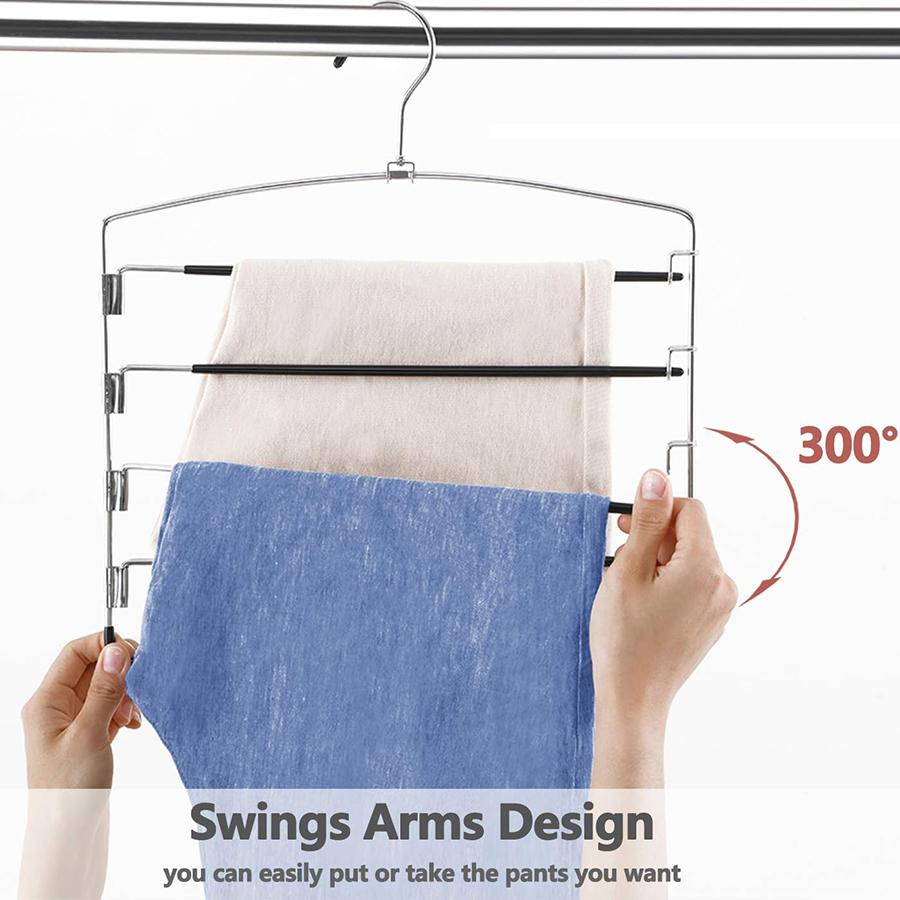1 Piece Set - Pants Tie Scarf Hanger Non-Slip, Space Saving, Stainless Steel Multi-Layer Swing Arm, Wardrobe Storage Jeans Pants