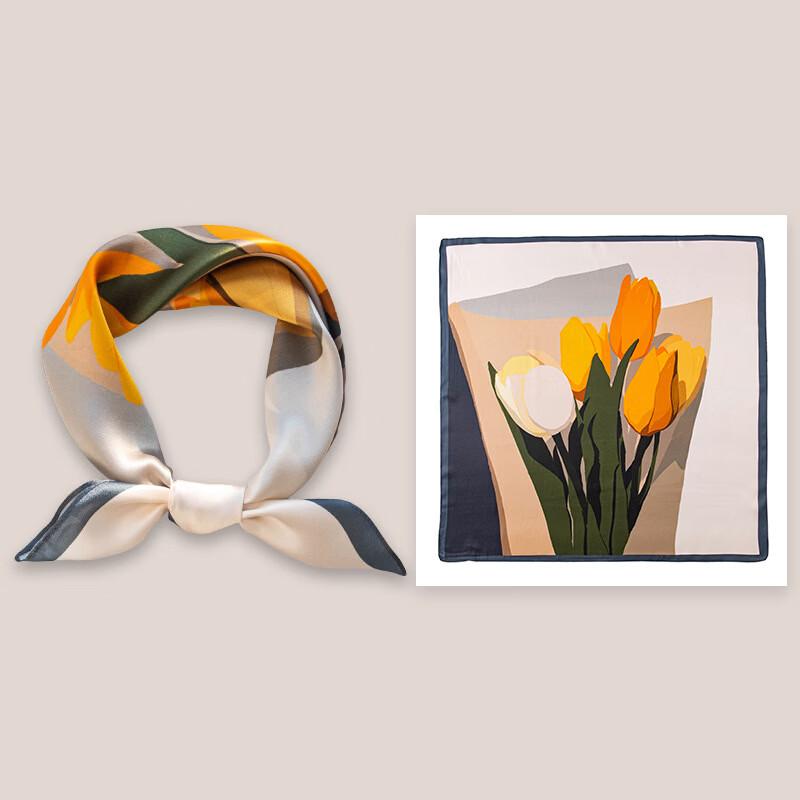 Damska jedwabna kwadratowa chusta DayApril z jedwabiu morwowego 53x53cm