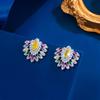 Retro Light Luxury Elegant Exquisite Shining Colored Diamond-Encrusted Earrings Feminine Temperament Socialite Zircon Stud Earrings