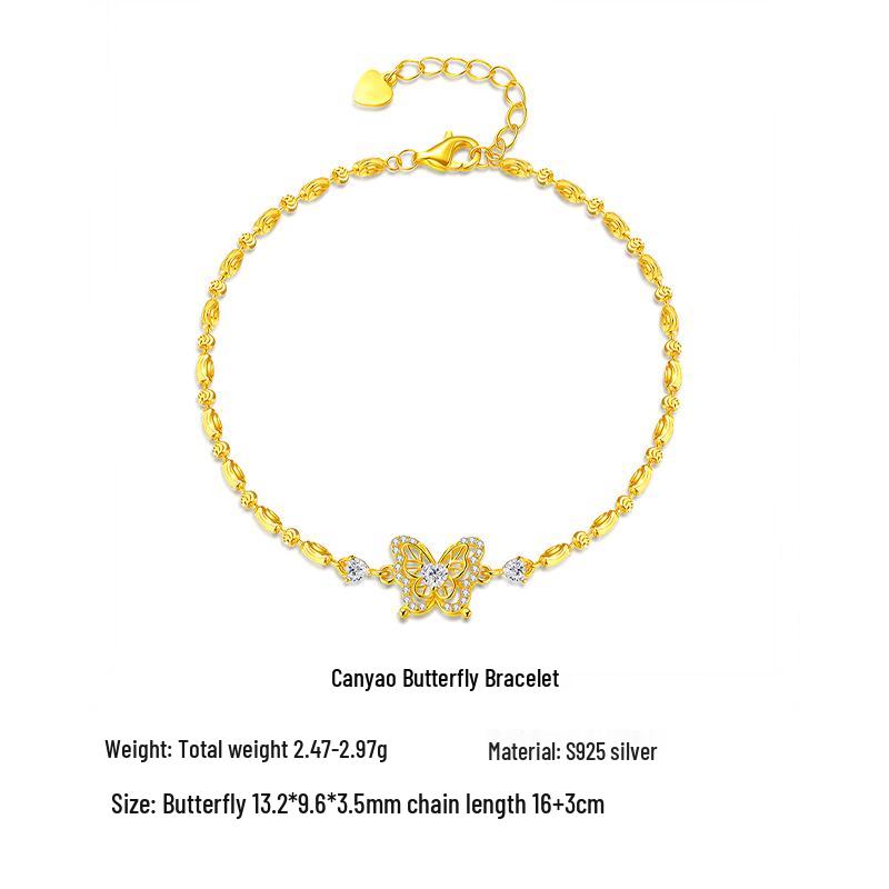 

Star City S925 Sterling Silver Sparkling Butterfly Bracelet Women s Elegant Chinese Style Jewelry 925 Silver