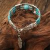 European Retro Bohemian Turquoise Leaf Bracelet - Versatile Ethnic Style Hand Jewelry for Women
