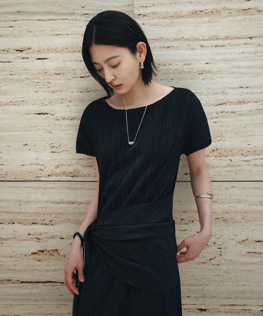 Siyajyu Sia8039 Pleated Wrap Dress_Black