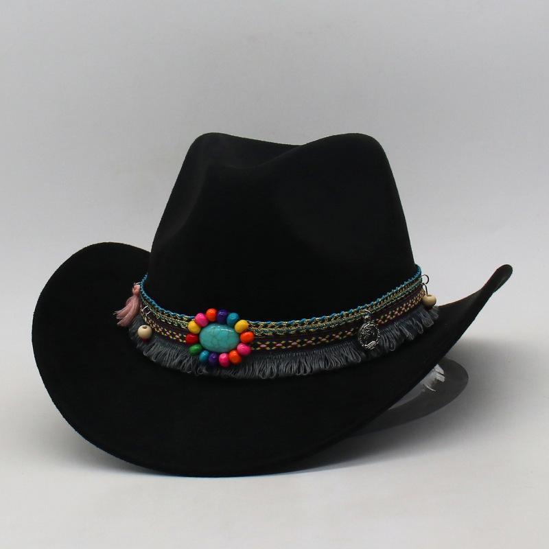 Sun Hat Jazz Hat Suede High Quality Spring And Summer European And American Style Woolen Cowboy Hat Ethnic Style Roll Top Hat