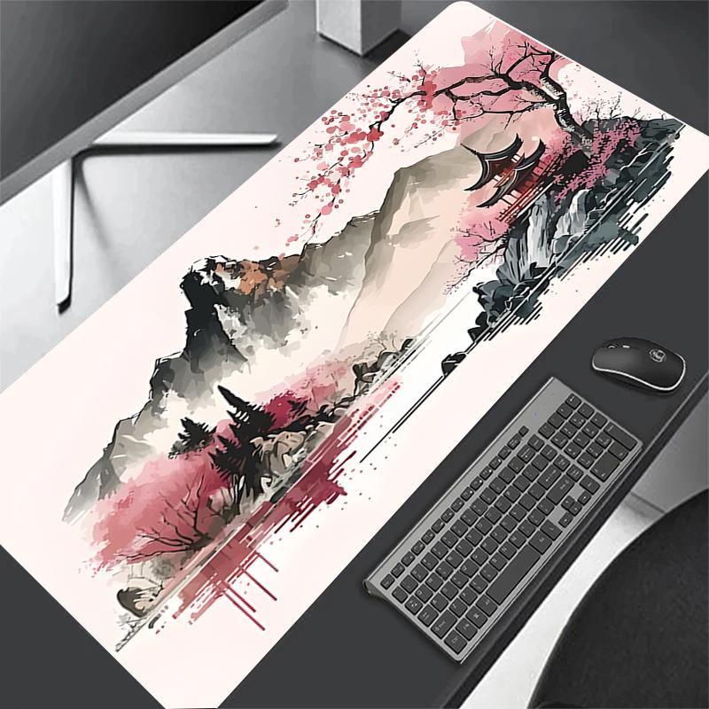 Anime Sakura Pattern Large Desk Mat Cute Gaming Mouse Pad Non-Slip Rubber Keyboard Deskmat Laptop Computer Office Accessories