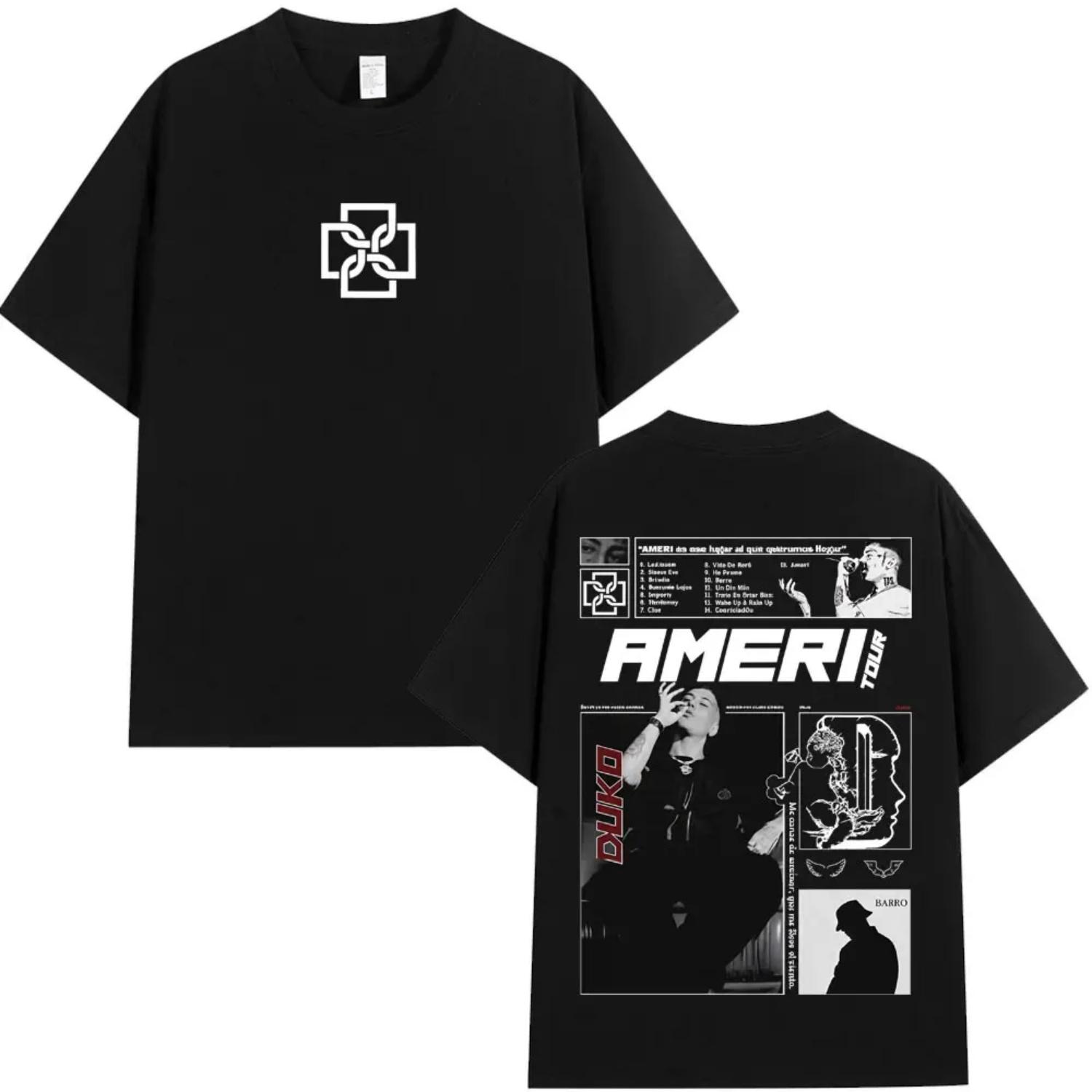 

Rapper Duki Ameri Tour Merch T-shirts Men s Clothing Fashion Hip Hop Popular T-shirts Cotton Cozy Short Sleeve T Shirts S чёрный