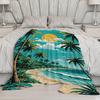 Tropical Beach Print Microfiber Flannel Cover Blanket Bedroom Living Room Sofa Soft And Comfortable Home Decoration