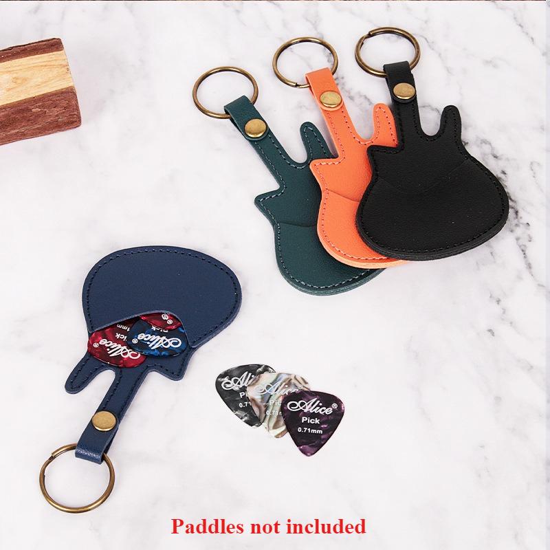 1PC Leather Guitar Pick Bag Pick Holder Case Guitar Shape with Key Ring Guitar Accessories Instrument Accessories