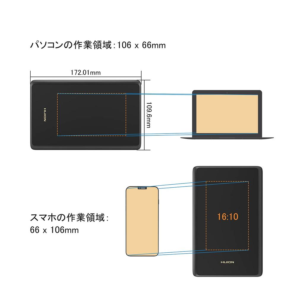 HUION Pen Tablet H420X No PC required Can be used with a smartphone Tilt detection function No charging required Pen 8192 level pressure sensitivity