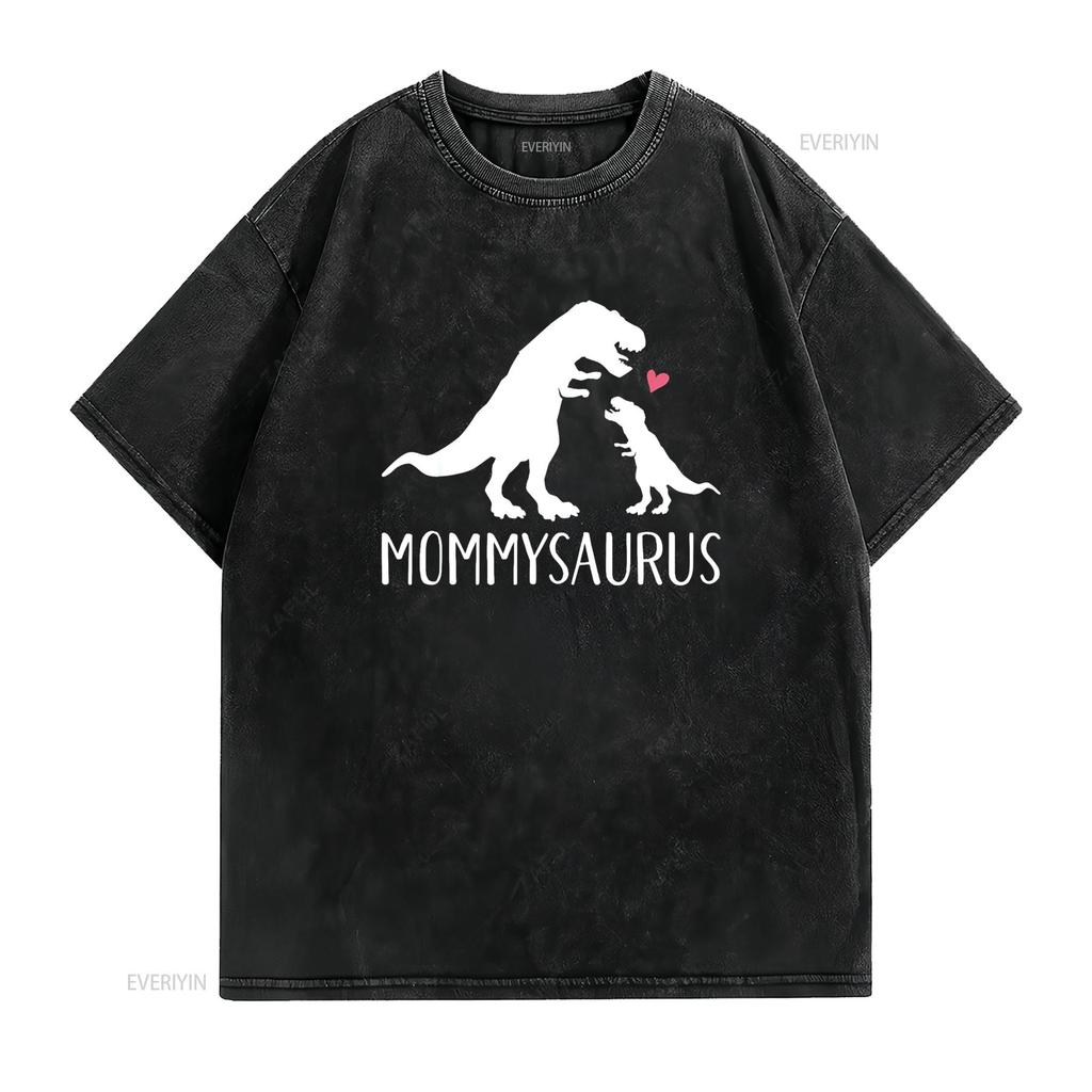 Mommysaurus mom and baby dinosaur T Shirt vintage Washed designer clothes homme Top For Everyday Wear Versatile fashion Soft