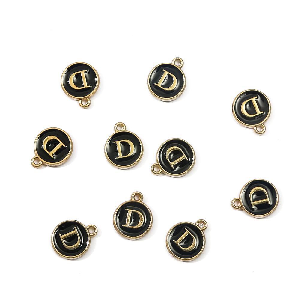10Pcs Metal Enamel English Letters Charms Pendant For DIY Jewelry Making Necklace Bracelet Accessories