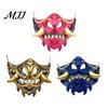 Unique Halloween Photo Prop Japanese Hannya Red Half Mask, Wolf Teeth & Embossed Cloud Details, Breathable Lightweight Cosplay Costume Mask