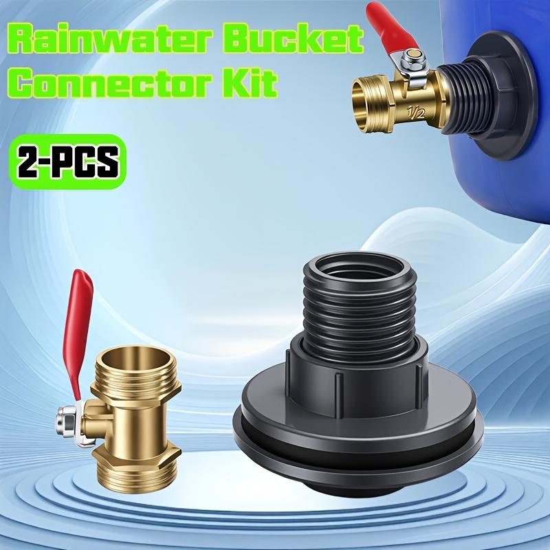 2PCS/Set Rainwater Bucket Connector PVC Bulkhead Joint Adapter Suitable for 1/2"-DN15 External Thread Connector, Ideal for Water Pipes, Outdoor Hoses