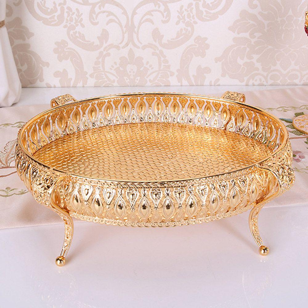 storage rack Ellipse Key Tray Candy Container Storage Tray Fruit Plate Bowl Metal Tray Nordic Style