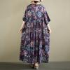 DIMANAF New 2026 Summer Beach Women Plus Size Lady Long Dress Loose Oversize Maxi Floral Print Cotton Vintage