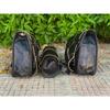 Combo Pack Of 3 Real Black Leather Motorcycle Saddle Bags 3 Side Pouch Panniers