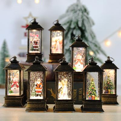 Lanterna de globo de neve de Natal operada por bateria LED luz água brilhante Papai Noel boneco de neve pendurado lâmpada noturna decoração de feriado