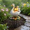 Yousheng 2D Animal Garden Stake, Cute Duck Yard Art Stake, Rusty Squirrel Garden Decoration for Yard Tree Lawn Flower