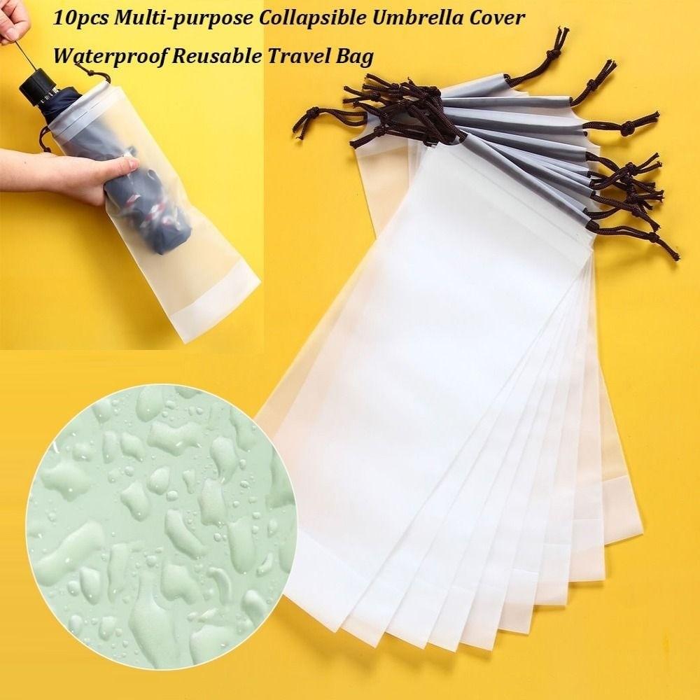 Translucent Collapsible Umbrella Cover Oxford Cloth Multi-purpose Waterproof Reusable Travel Bag 13*33cm Drawstring Pouch