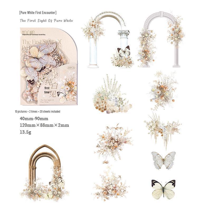 Momo PET Romantic Floral Stickers Pack - 20 Sheets, 6 Styles for DIY Planner Decoration