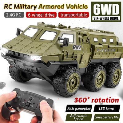 New Rc 6-Wheel Drive Rc Car Armored Heavy-Duty Transport Vehicle Adjustable Speed Full-Scale Climbing Off-Road Rc High-Speed Car