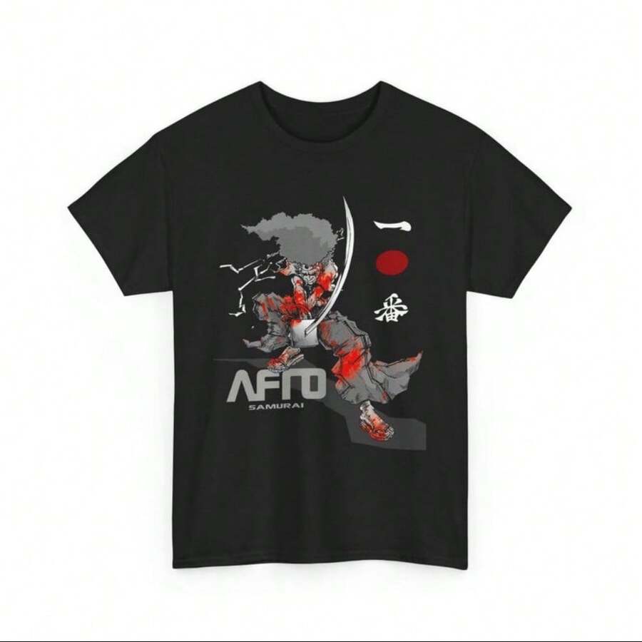 Afro Samurai Anime Japan Cartoon TV Show Unisexs Black TShirt S5XL S