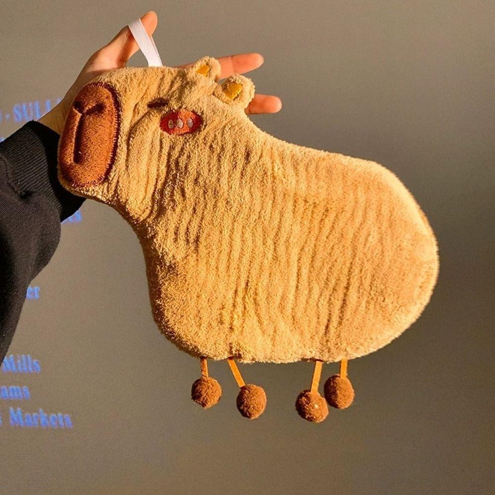 Coral Velvet Hand Towel Wall-mounted Cartoon Bathroom Kerchief Strong Water Absorption Capybara Cleaning Rag Kitchen Supplies