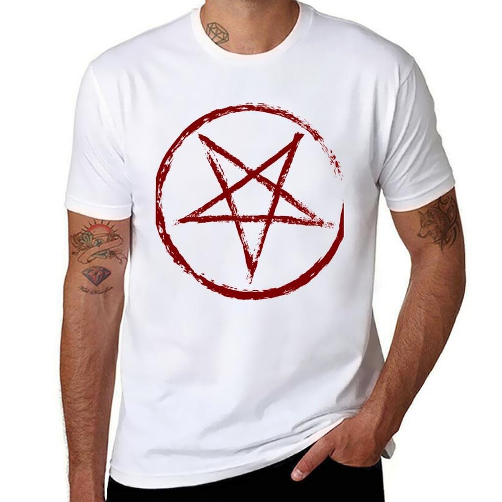 Red Worn Pentagram T-Shirt T Shirts Designer T Shirt Man Luxury T-Shirt