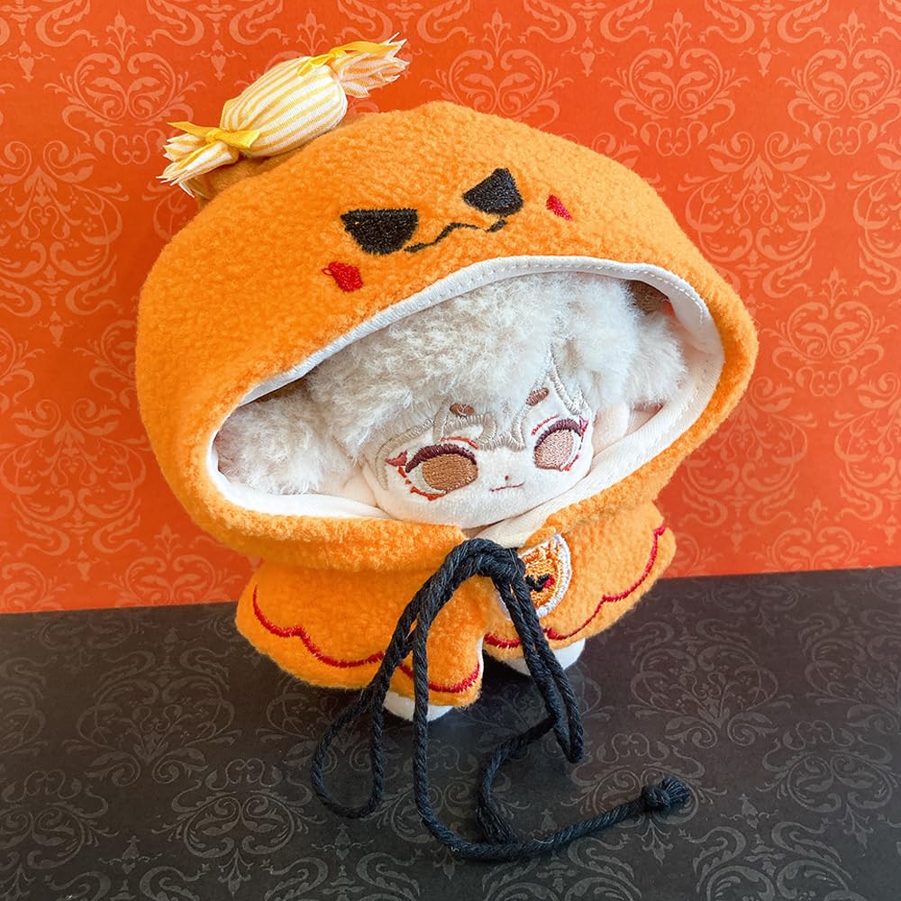 Halloween PonchoPumpkin for 10cm Plush Toy, Kigurumi Accessory, Otaku Doll, Mascot, K-Pop Doll, Costume [Used]
