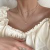 Double-layered Pearl Ring Pendant Necklace - Fashionable Accessory for Women, Collar Chain, Elegant Neck Chain