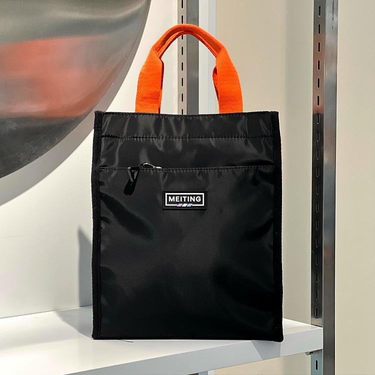 New large contrasting color portable lunch box bag, student carry bento bag at work, make-up bag, file bag, hand carry mommy