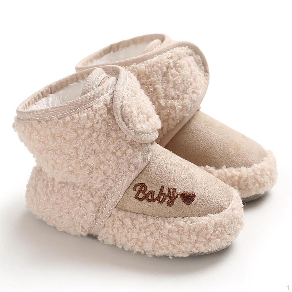 Newborn Baby Booties Warm Soft Sole Winter House Slipper for Boys Girls Khaki 11cm