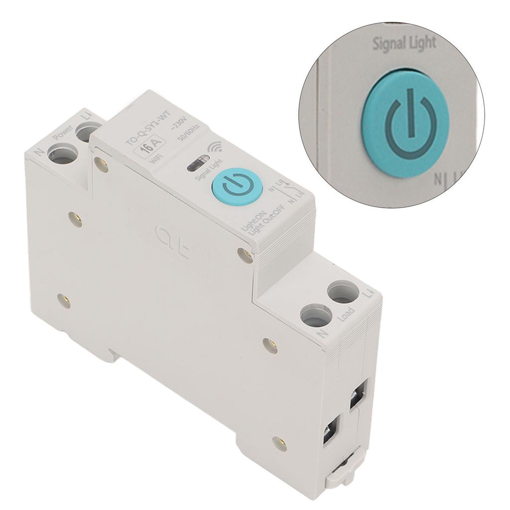 WIFI Smart Switch Breaker Wireless Phone Remote Control DIN35 Rail Cycle Timing Countdown White ‑230V