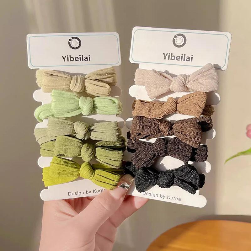 5/10Pcs Simple Bow Hair Ropes Colorful Elastic Traceless Ponytail Rubber Band For Women Girls Cute  Hair Accessories