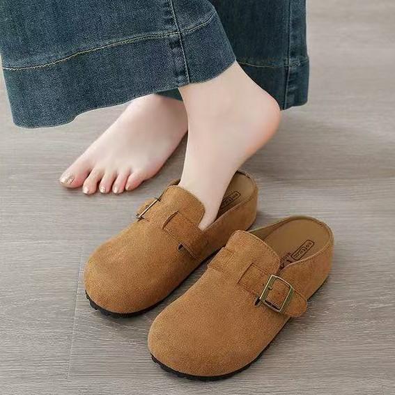 Autumn Heelless Mori Women's Style Fashionable and Versatile Women's Outer Slippers New Retro Bag Head Half Slippers