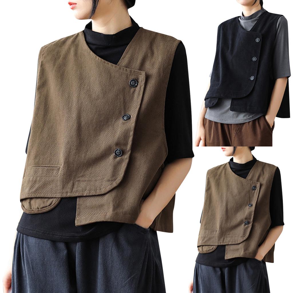 Grote Maat Vleeskleurige Blokkerende Retro Distressed Capuchon Print Patchwork Denim Gilet Voor Dames