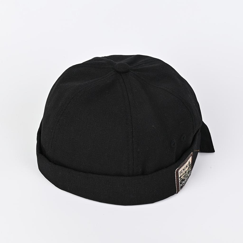 Men's Trendy Brimless Docker Hat Vintage Rolled Edge Skull Cap Adjustable Breathable Sailor Hip Hop Beanie