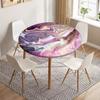 Marble Round Tablecloth Waterproof Elastic Dining Table Decoration Accessories Classic Style Home Kitchen Dining Room Decoration