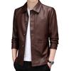 Jacket men's pu leather spring and autumn jacket middle-aged dad jacket solid color lapel leather jacket men