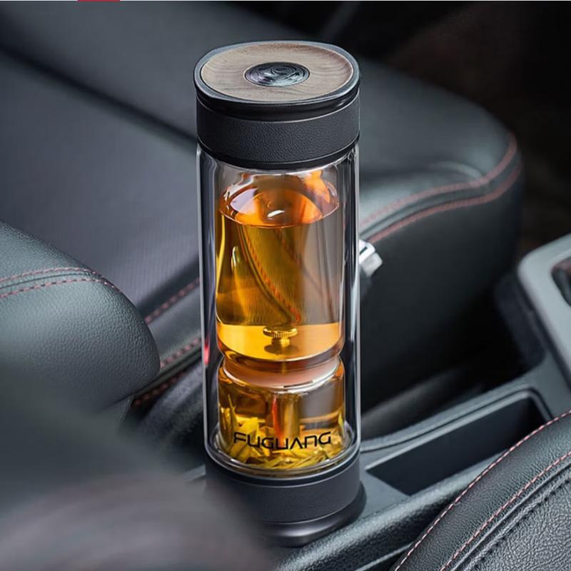 FUGUANG 360ml Double Wall Glass Tea Infuser Bottle