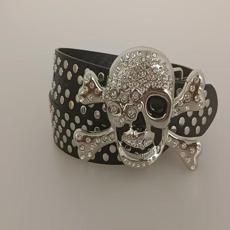 Personalized Skull Rhinestone Belt, Punk Youth Style Belt, Combining Multi-functionality and Fashion Sense