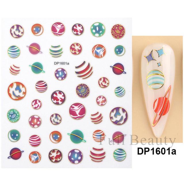 Nail Art Sticker, Star Love Mango Star Dot Gold And Silver Adhesive Nail Sticker.