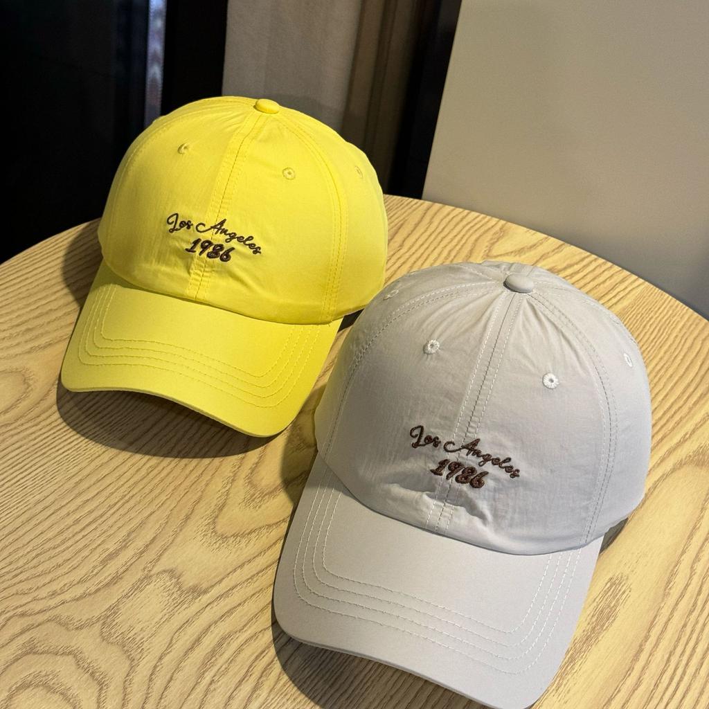 New letter-embroidered quick-dry baseball cap for women, Japanese style, wide brim, deep crown, face-slimming, sun-shading, sun-protective cap for