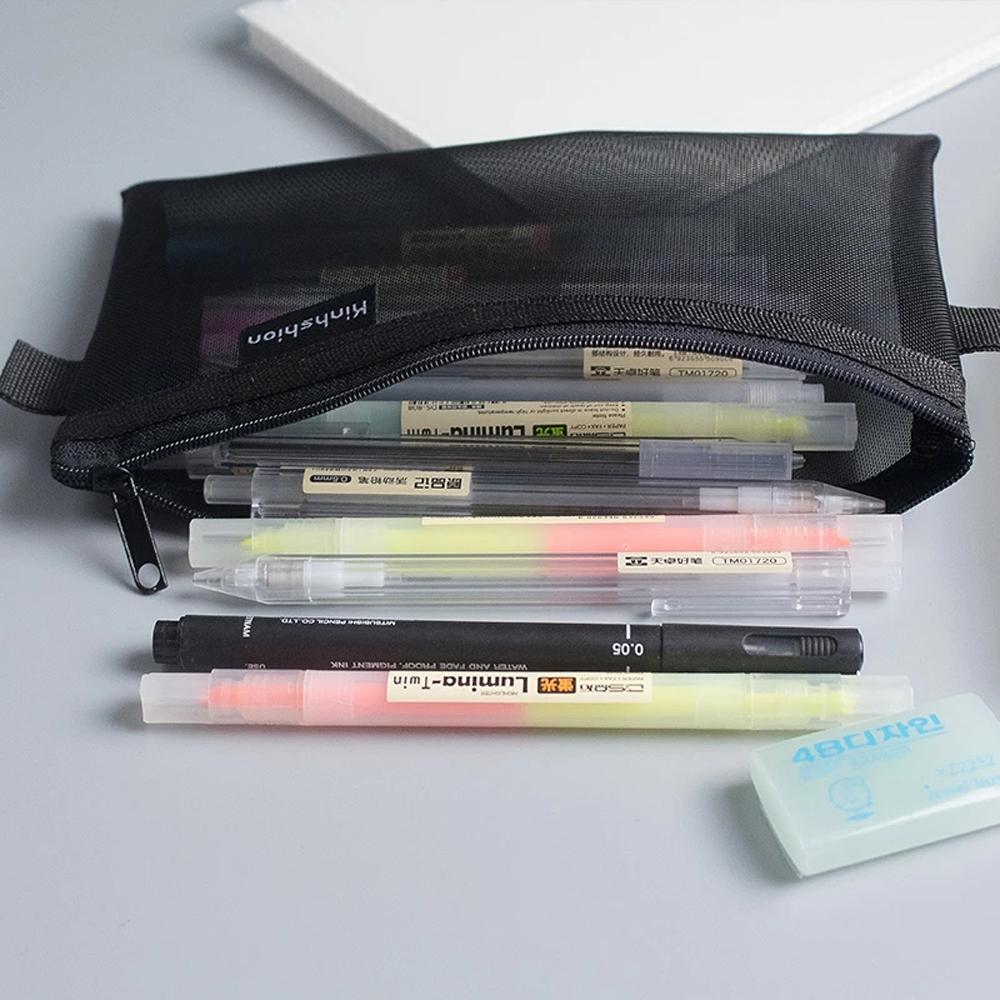 Office Supplies Simple Pen Box Transparent Pencil Bag Pen Bag Case Pencil case Mesh Pencil Case