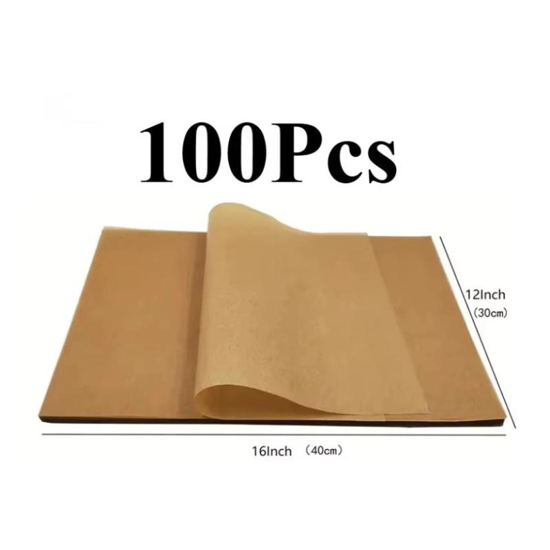 200Pcs Air Fryer Parchment Paper Burger Dessert Sandwich Wrapping Brown Wax Paper Kitchen Oven Paper